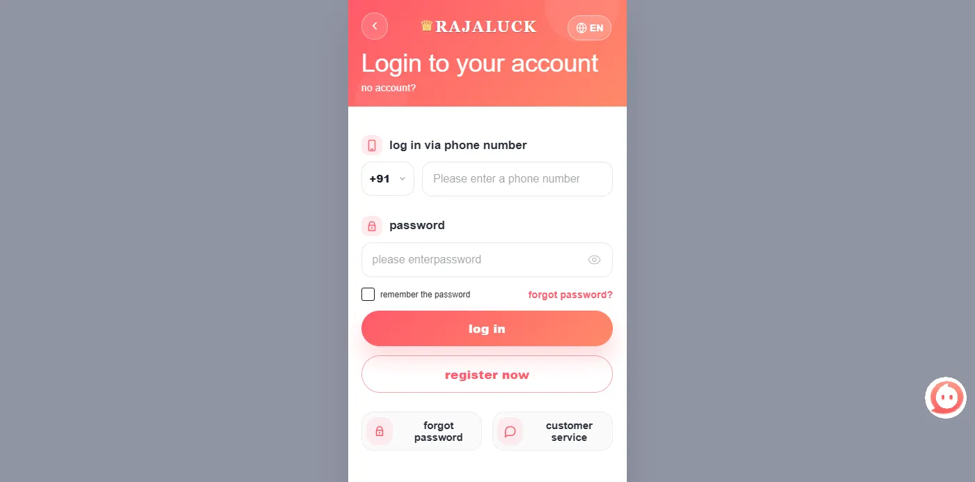 Raja Luck game account registration and first deposit guide