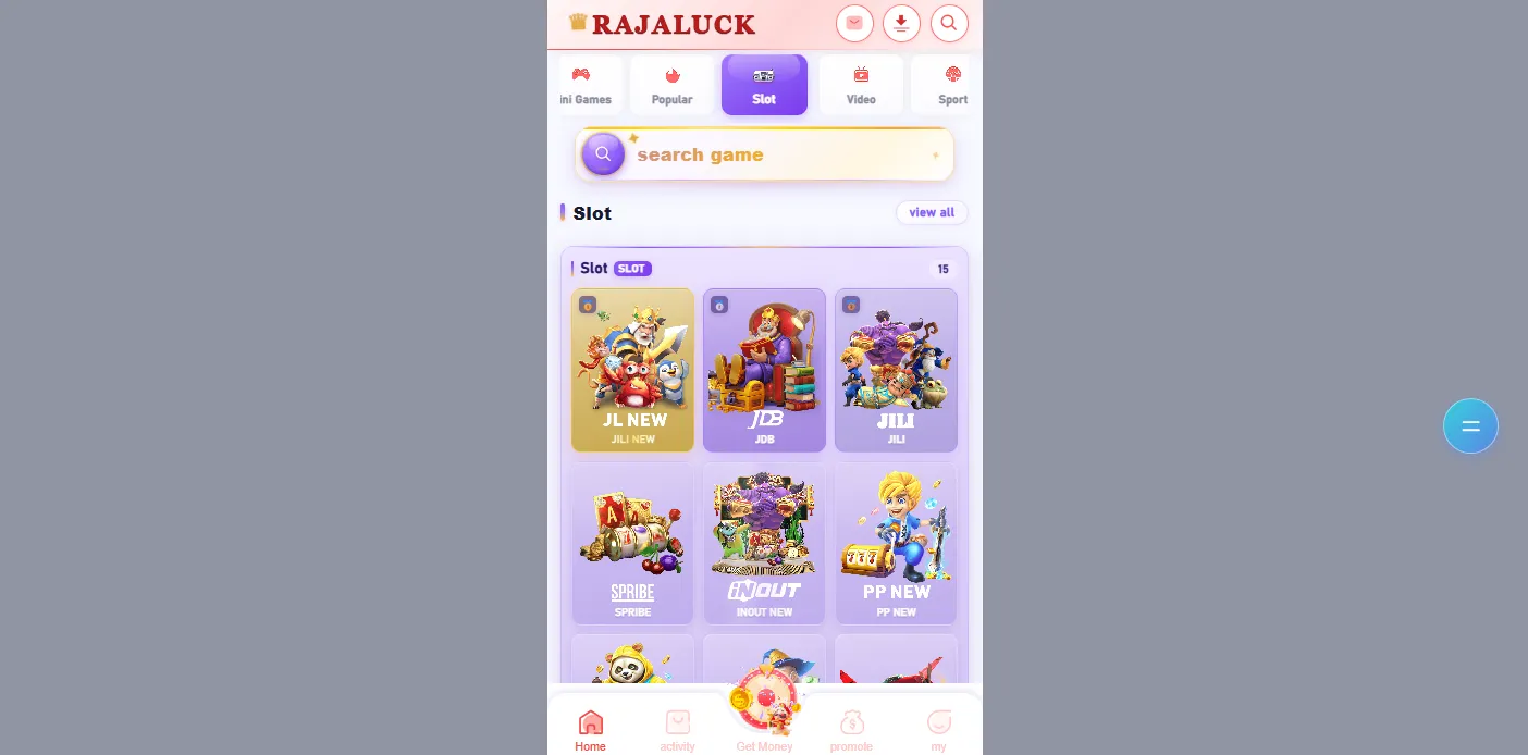 Raja Luck game lobby – six verticals and eight providers overview